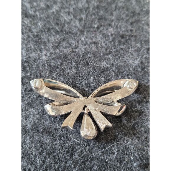 Vintage Signed Avon February Birthstone Marcasite Bow Brooch Pin Silver Tone - Picture 2 of 3
